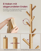 Klädhängare - Trädformad - 8 krokar av massivt trä - Hall eller entré