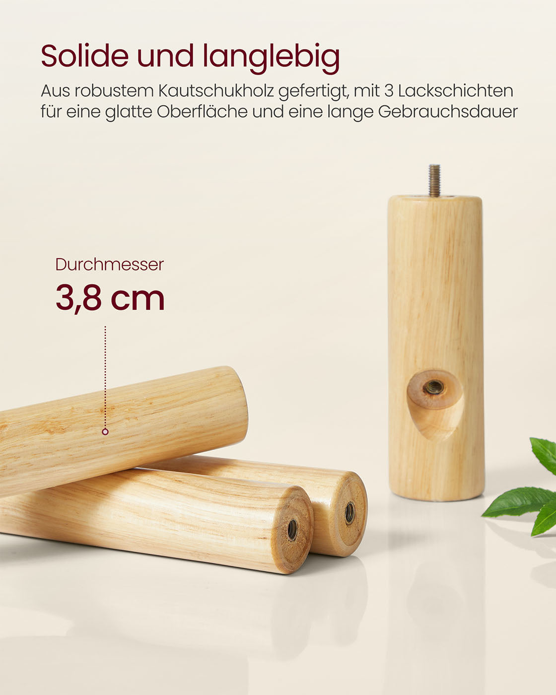 Klädhängare – 8 krokar – massivt trä – pastellrosa