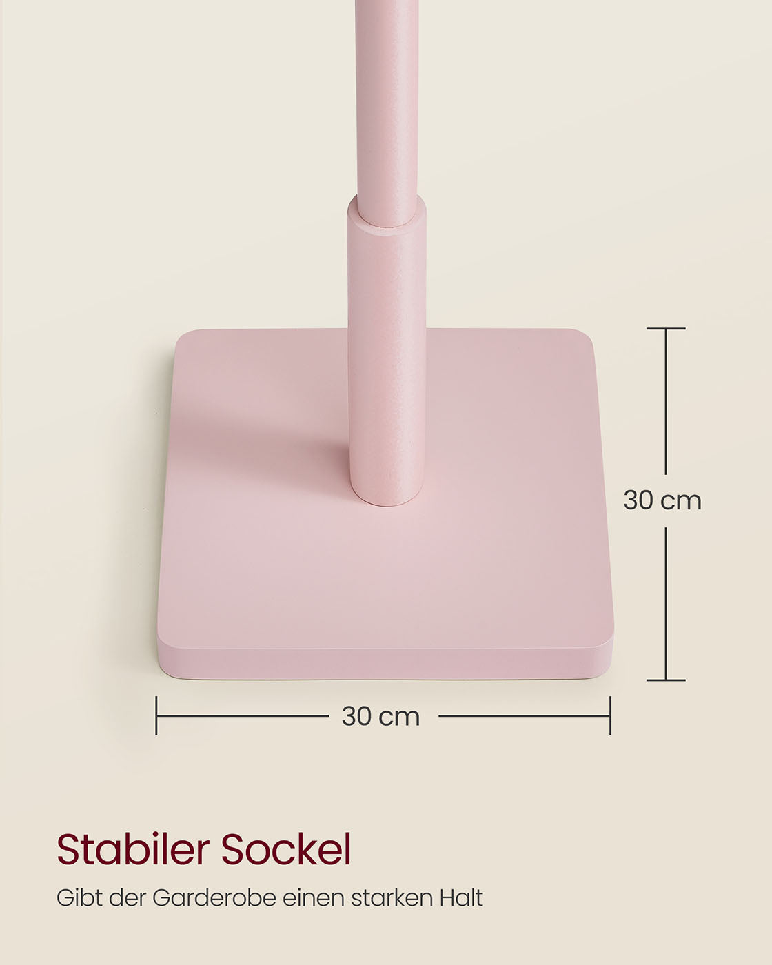 Kappa rack med massivt trä med 8 krokar, pastellrosa