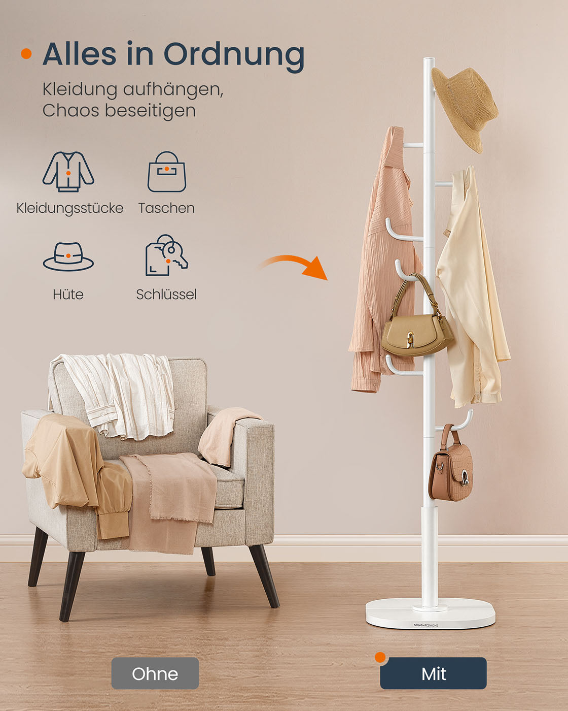 Klädhängare – Kaktusform – Stål – Molnvit