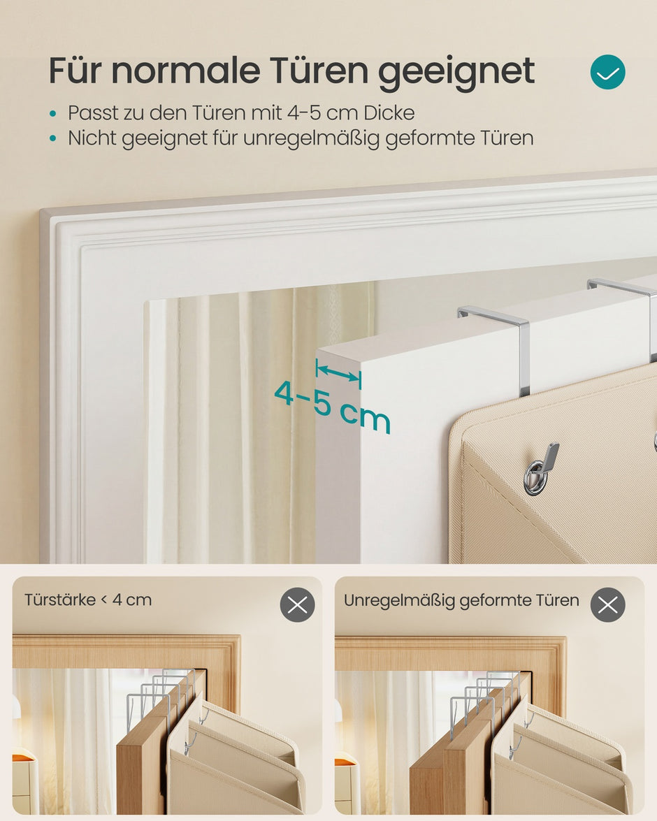 Deurorganizer - 17 x 50 x 150 cm - 9 vakken, 10 zijvakken, opvouwbaar - kleur: zandbeige - maximale belasting 20 kg