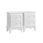 Bedlitbord - uppsättning av 2 - med 2 lådor vardera - vit