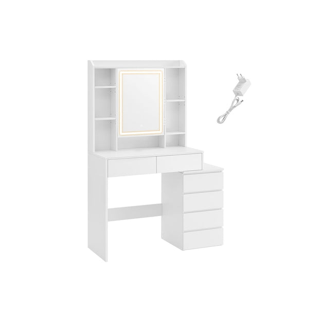 Sminkbord med LED-belysning – Modern Design – Vit