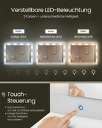 Toalettbord med LED-belysning och molnvit spegel