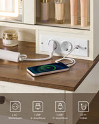 Sminkbord - Spegelbelysning och flera lådor - White Wood Look - Sovrum