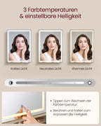 Sminkbord - Spegelbelysning och flera lådor - White Wood Look - Sovrum