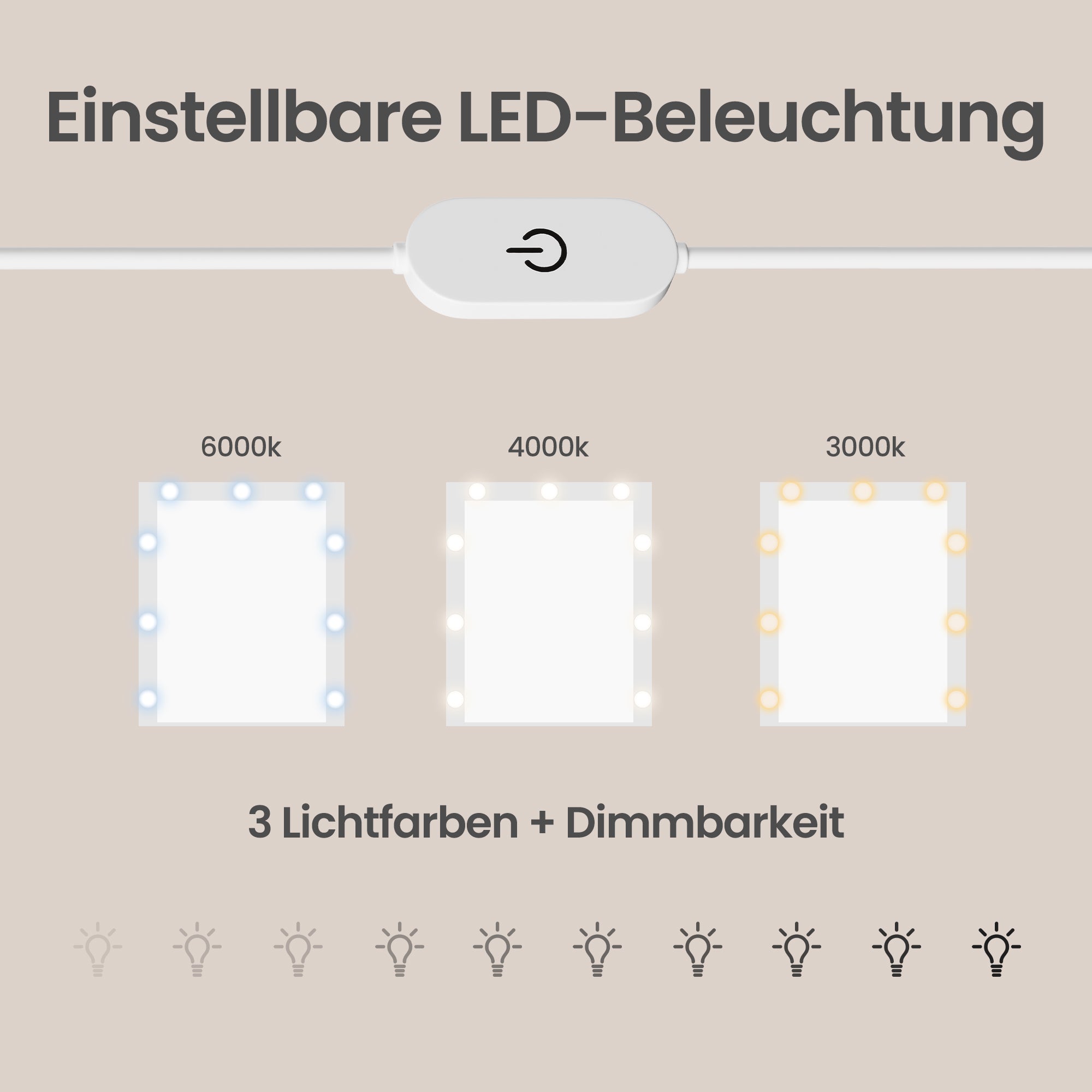 Kaptafel met Spiegel - RGB-Verlichting - Met Stopcontact - 2 Kastjes - Mat Wit
