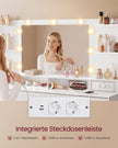 Kaptafel - Met Verlichte Spiegel en Schuifladen - Wolkwit - 137 x 40 x 144,3 cm