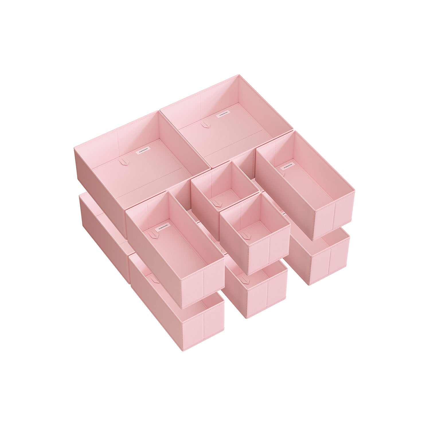 Förvaringsbox Set om 12 – Pastellrosa färg