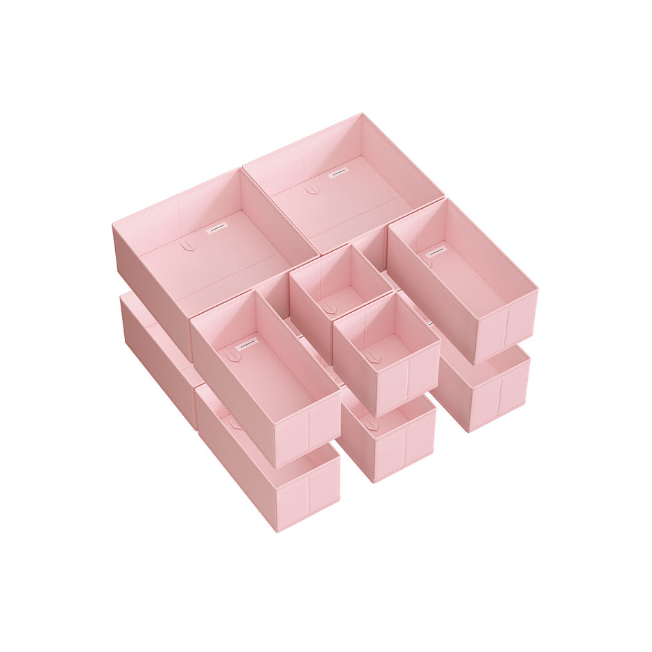 Förvaringsbox Set om 12 – Pastellrosa färg