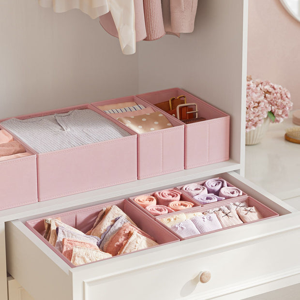 Förvaringsbox Set om 12 – Pastellrosa färg