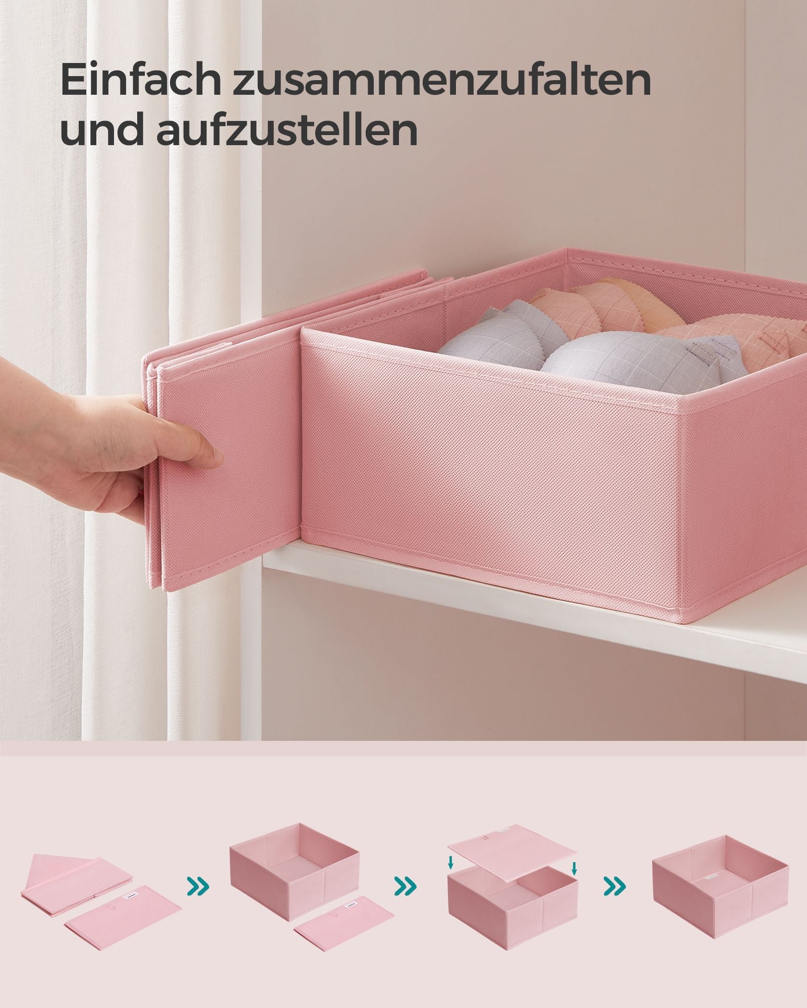 Förvaringsbox Set om 12 – Pastellrosa färg