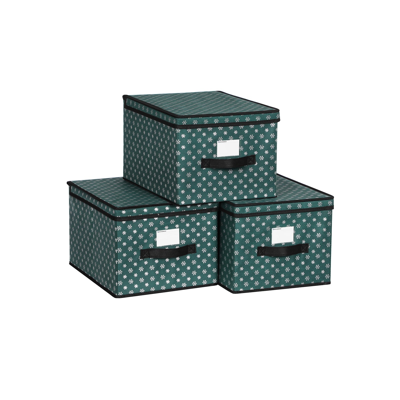 Förvaringsboxar – Set om 3 med lock – Grön