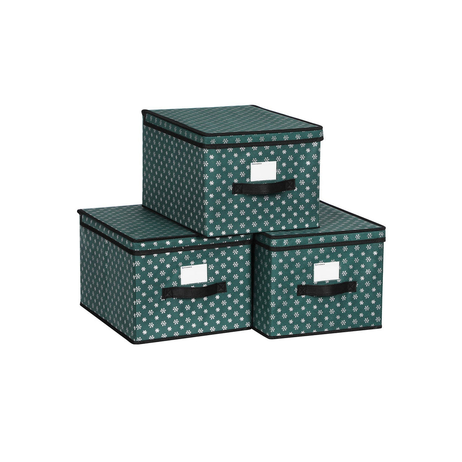 Förvaringsboxar – Set om 3 med lock – Grön