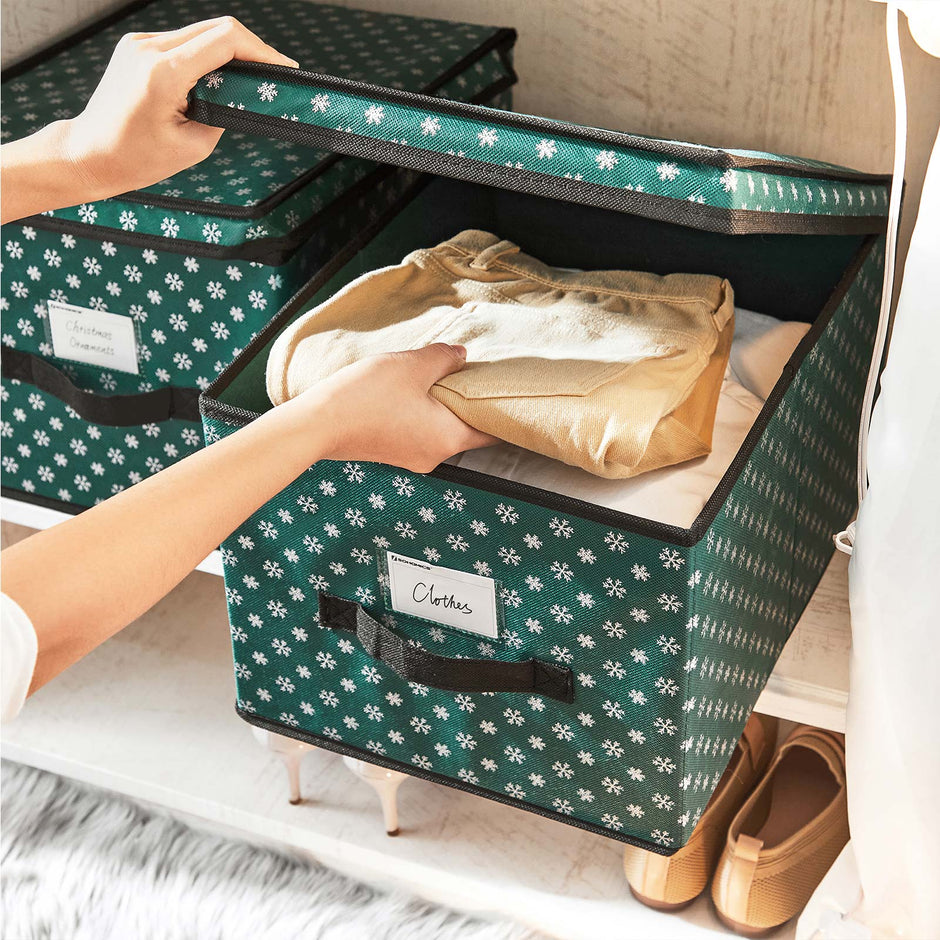 Förvaringsboxar – Set om 3 med lock – Grön