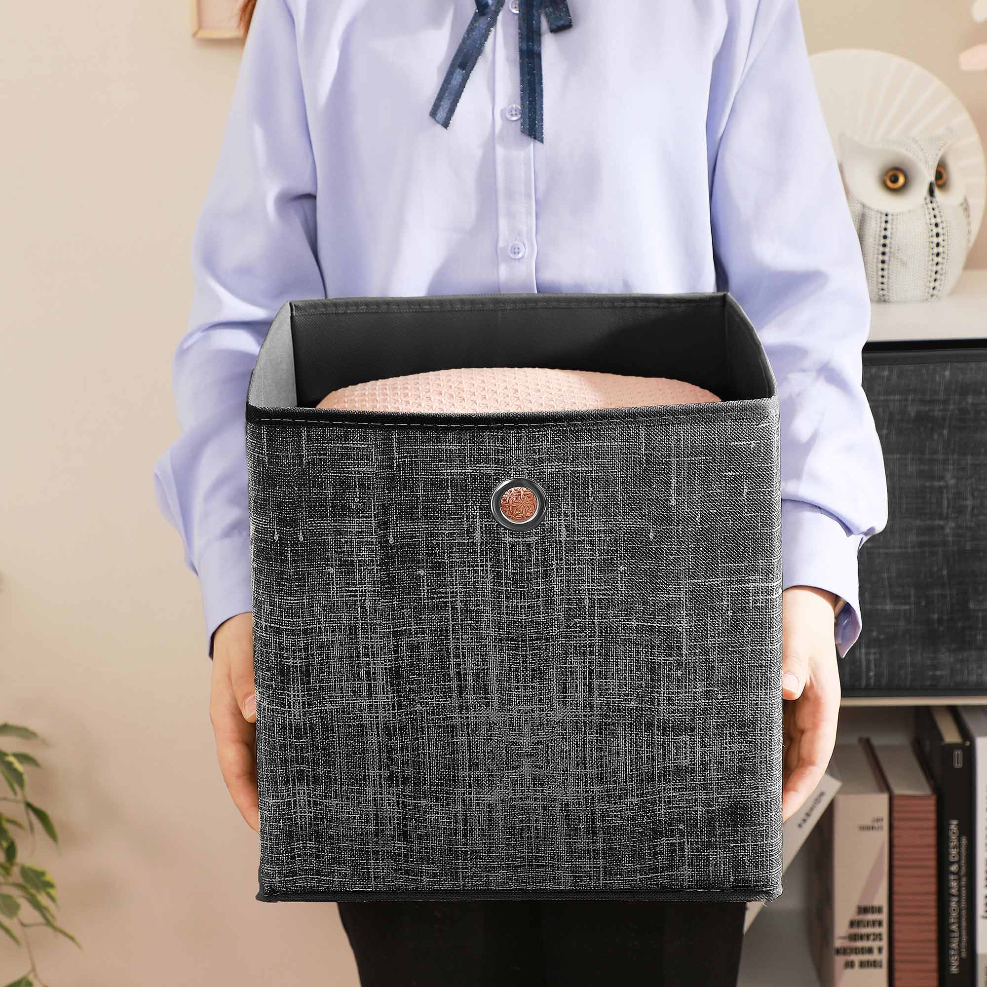 Lagringslådor - arrangör - tyglådor - uppsättning av 6 - svart