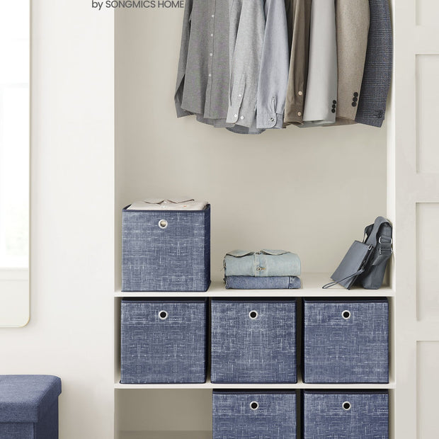 Lagringslådor - uppsättning av 6 - dimblått