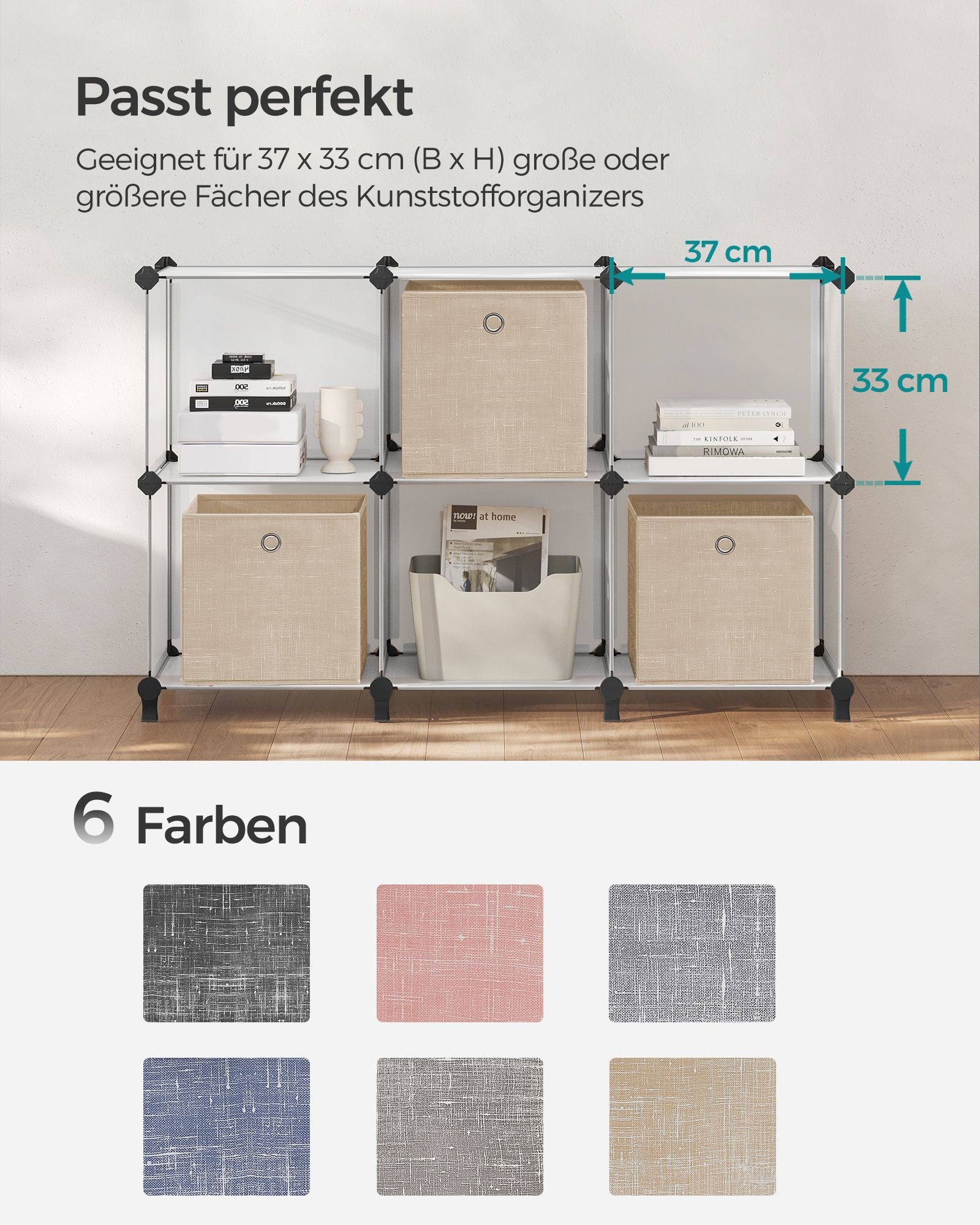 Förvaringsboxar set om 6 – gråmelerad
