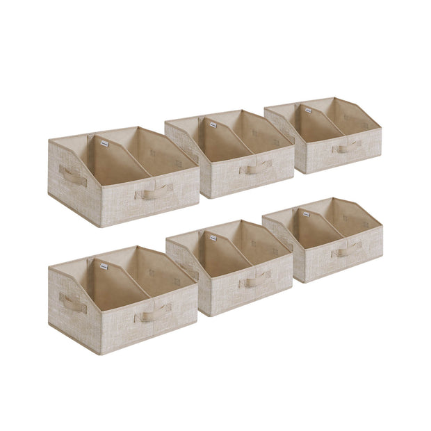 Förvaringslådor set om 6 – Fibertyg – Sandbeige