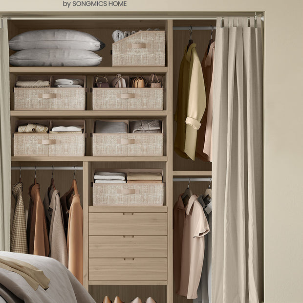 Förvaringslådor set om 6 – Fibertyg – Sandbeige