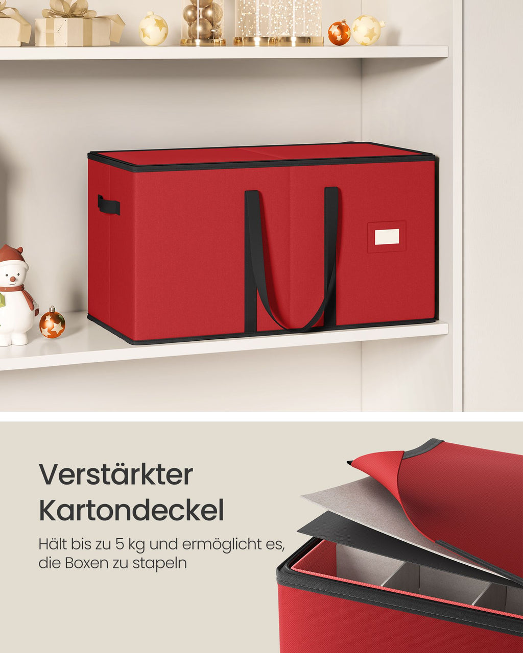 Förvaringslåda för julbollar med körsbärsröd lock