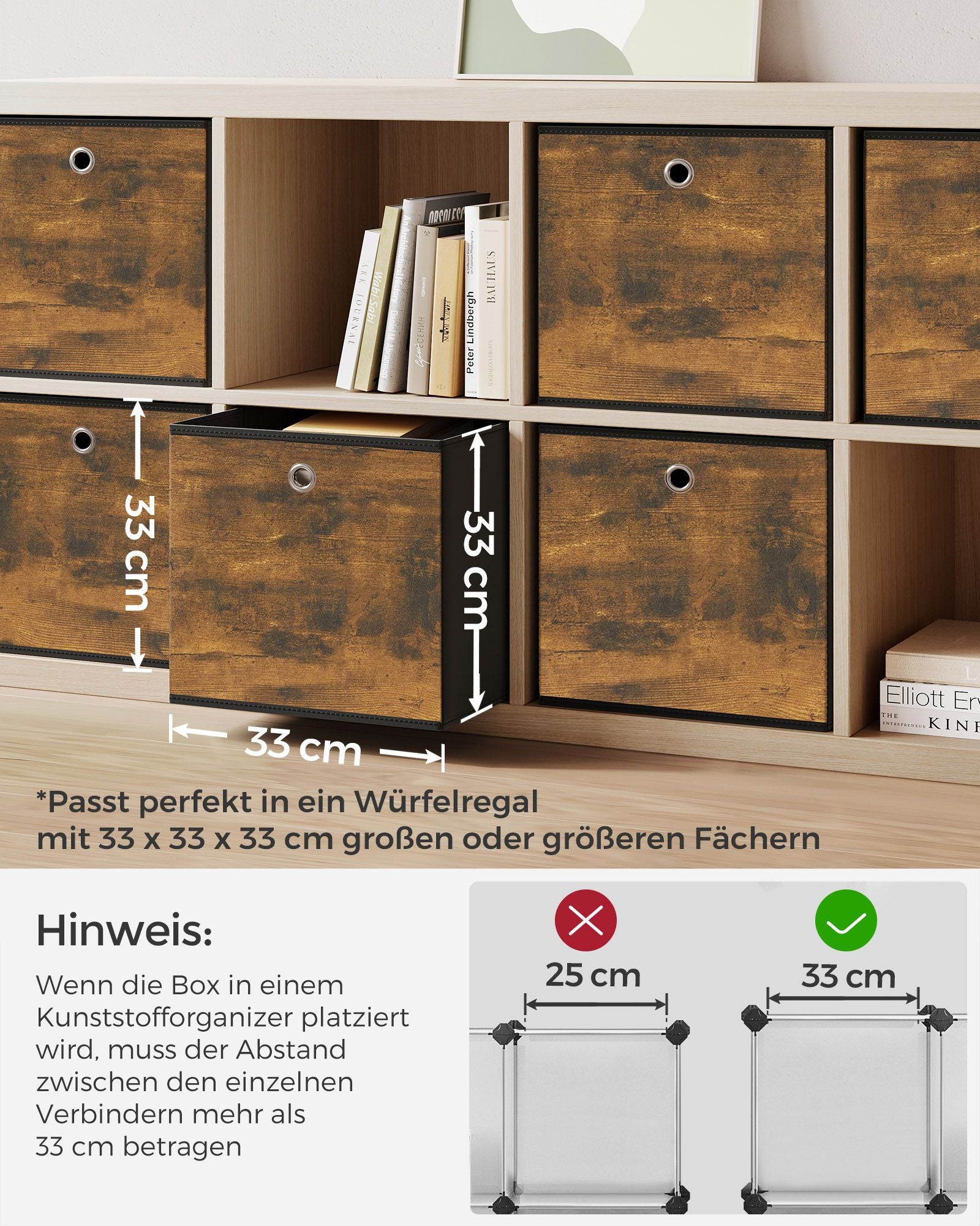 Lagringslådor-uppsättning av 6-vintage brun-zwart