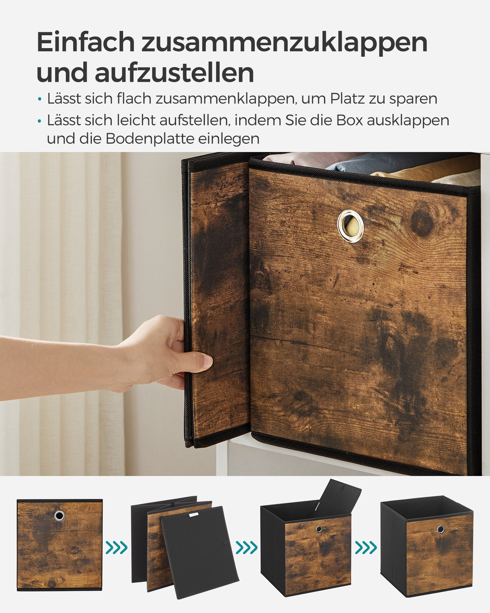 Lagringslådor-uppsättning av 6-vintage brun-zwart