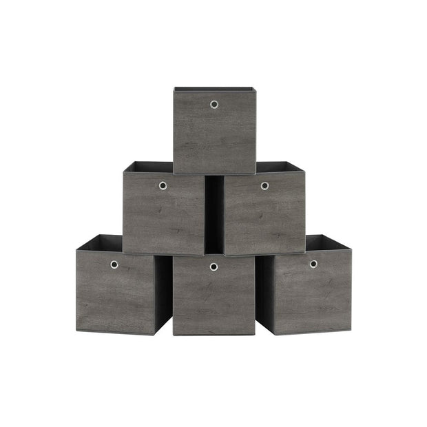 Förvaringsboxar – Hopfällbar design – Set om 6 – Grå