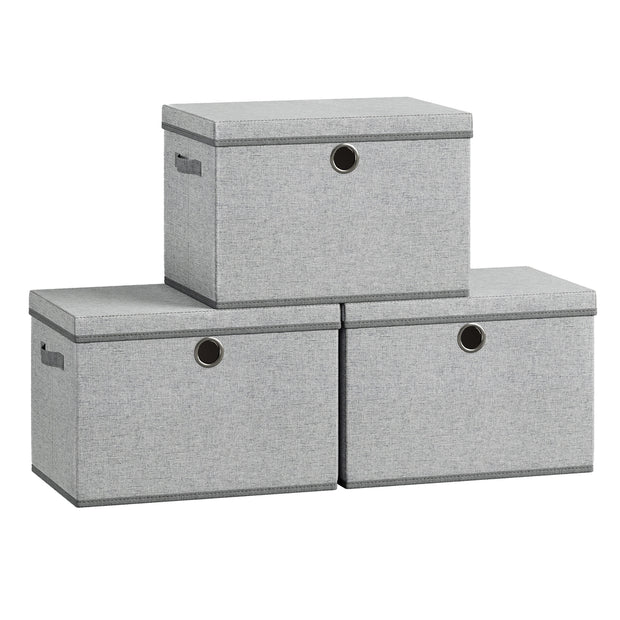 Opbergdozen - 43 x 30 x 30 cm - set van 3 - duifgrijs - maximale belasting 5 kg per doos - 2,2 kg totaalgewicht