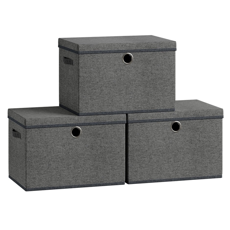 Opbergdozen - 43 x 30 x 30 cm - Set van 3 - Leigrijs - Maximale draagkracht per doos 5 kg
