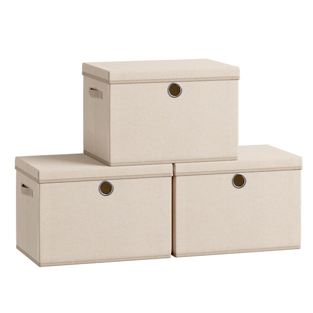 Opbergdozen - 43 x 30 x 30 cm - Set van 3 - Zandbeige - 5 kg per doos