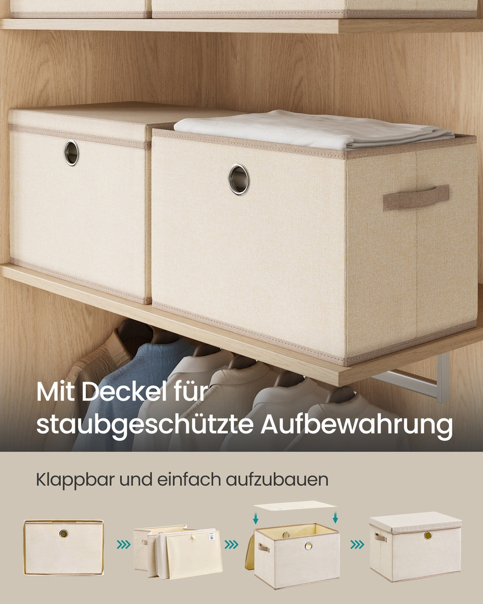 Opbergdozen - 43 x 30 x 30 cm - set van 3 - cappuccinobeige - maximale belasting 5 kg per doos