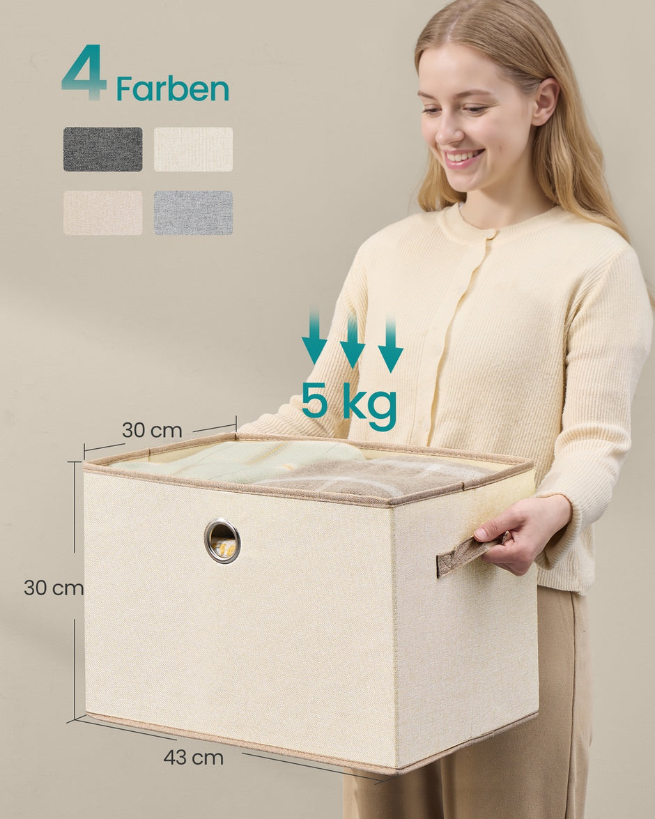Opbergdozen - 43 x 30 x 30 cm - set van 3 - cappuccinobeige - maximale belasting 5 kg per doos