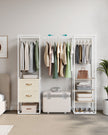 Klädställ – med 2 lådor – stål – naturbeige