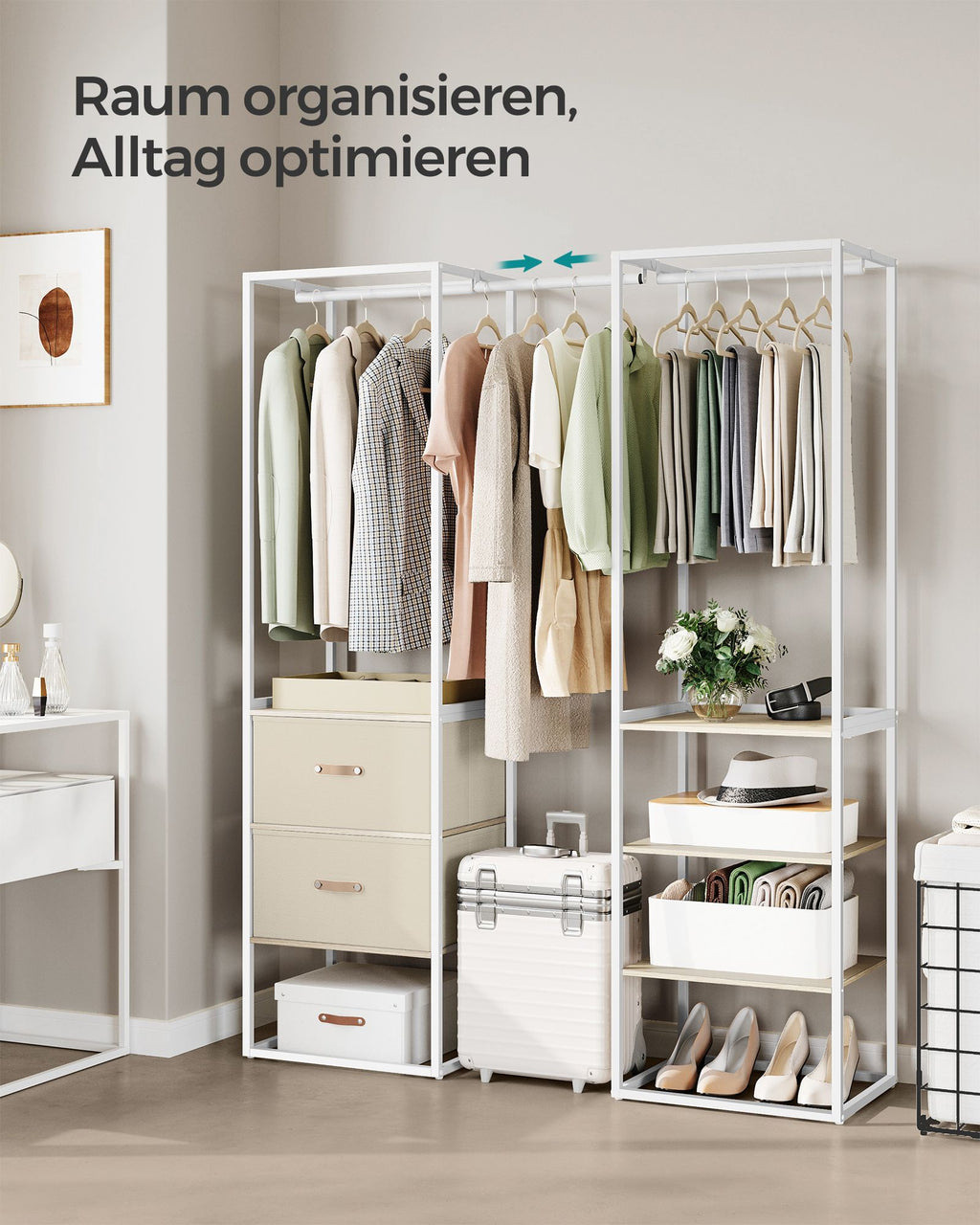 Klädställ - med 2 lådor - naturlig beige