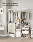 Klädställ – med 2 lådor – stål – naturbeige