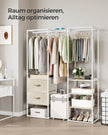 Klädställ – med 2 lådor – stål – naturbeige