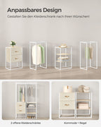 Klädställ - med 2 lådor - naturlig beige