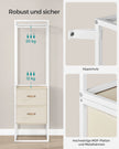 Klädställ – med 2 lådor – stål – naturbeige
