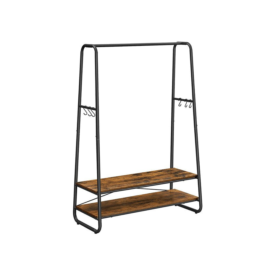 Klädställ – Robust design med 2 hyllor – Vintage brun/svart