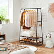 Klädställ – Robust design med 2 hyllor – Vintage brun/svart