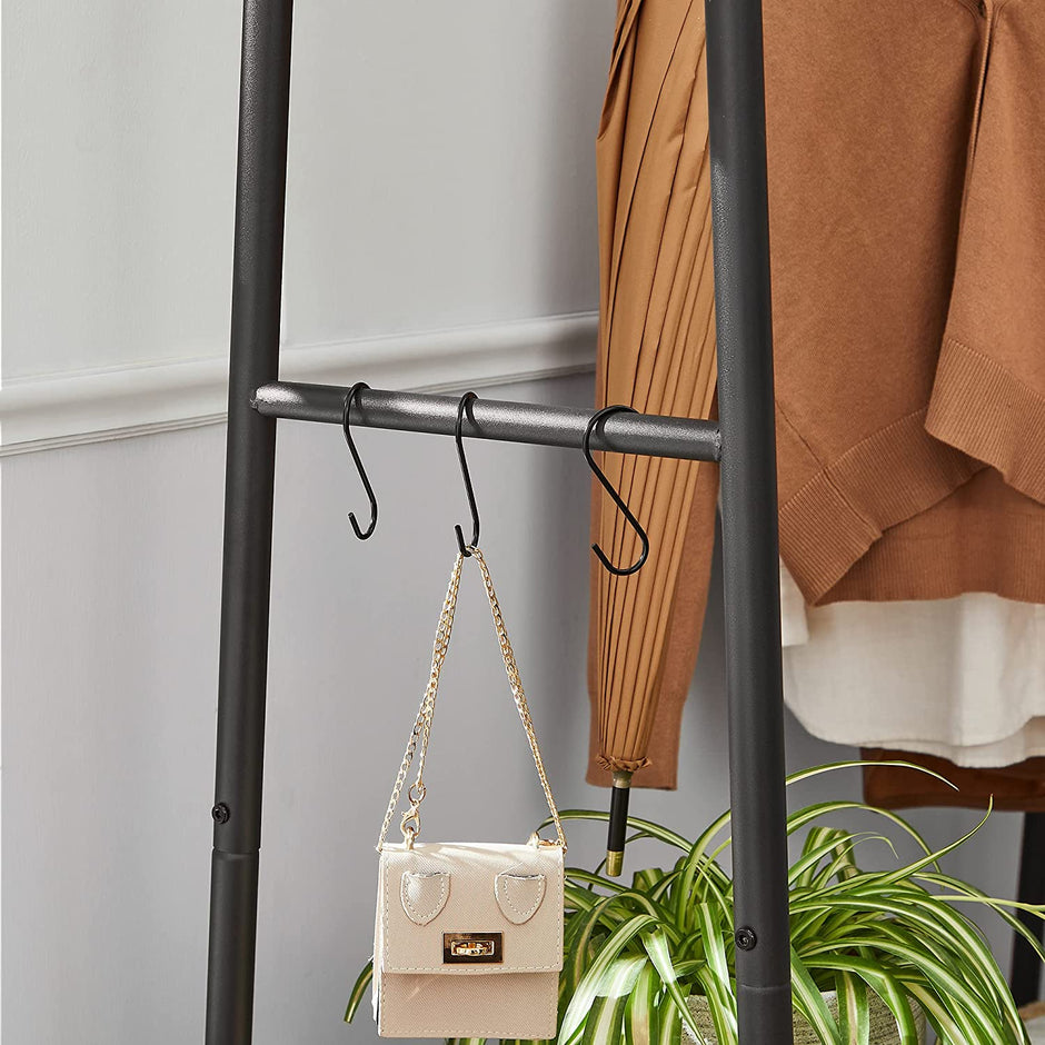 Klädställ – Robust design med 2 hyllor – Vintage brun/svart