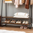 Klädställ – Robust design med 2 hyllor – Vintage brun/svart