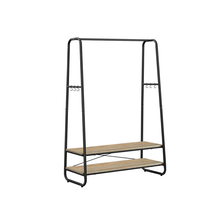 Klädställ – Robust design med 2 hyllor – Vintage brun/svart