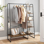 Pälsställ - 5 nivåer - med skoprack - 6 krokar - klädstång - industriell design - 45 x 120 x 160 cm