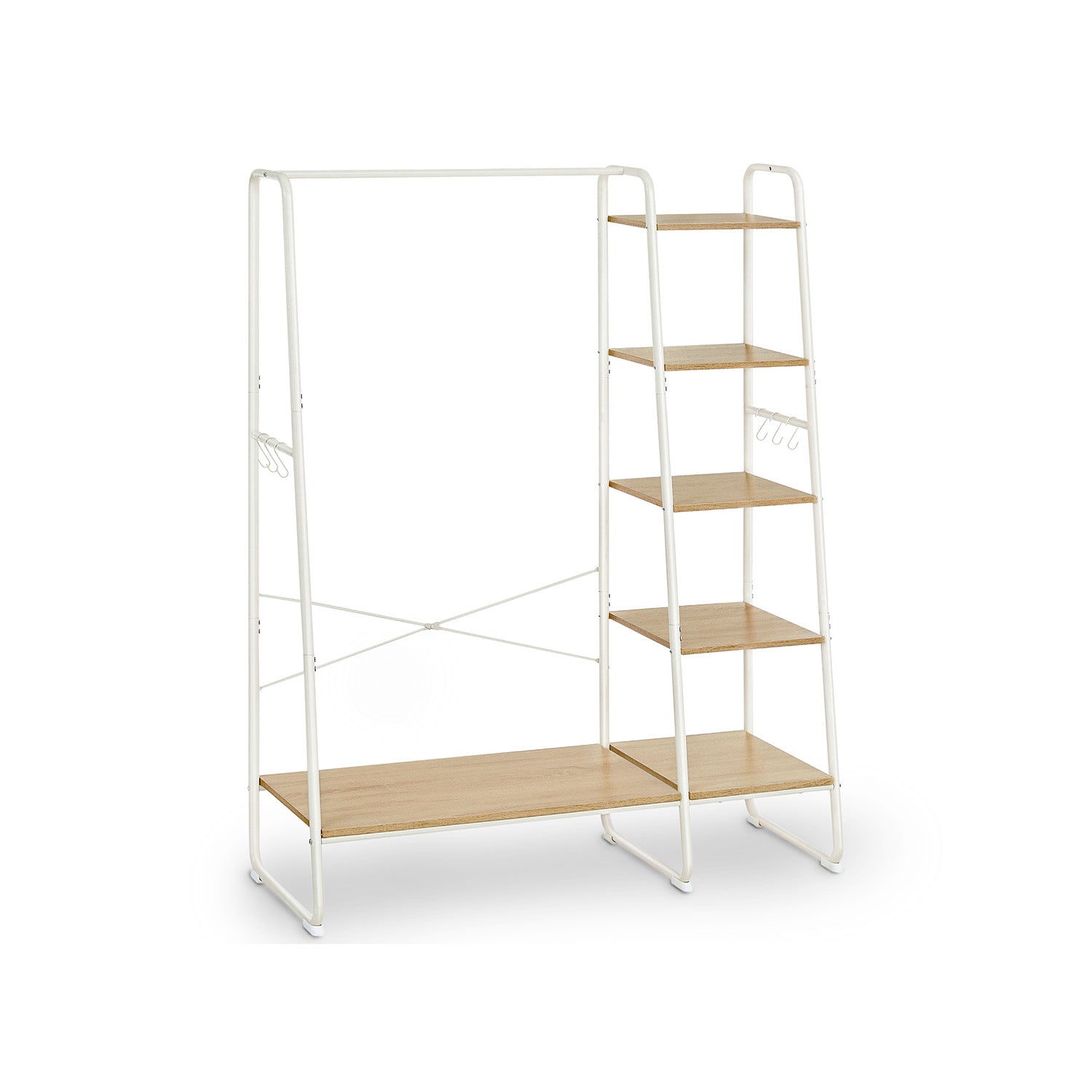Pälsställ - 5 nivåer - med skoprack - 6 krokar - klädstång - industriell design - 45 x 120 x 160 cm