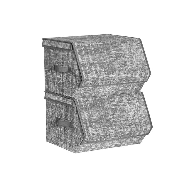 Förvaringslådor – Stapelbara och hopfällbara – Set om 2 – Grå