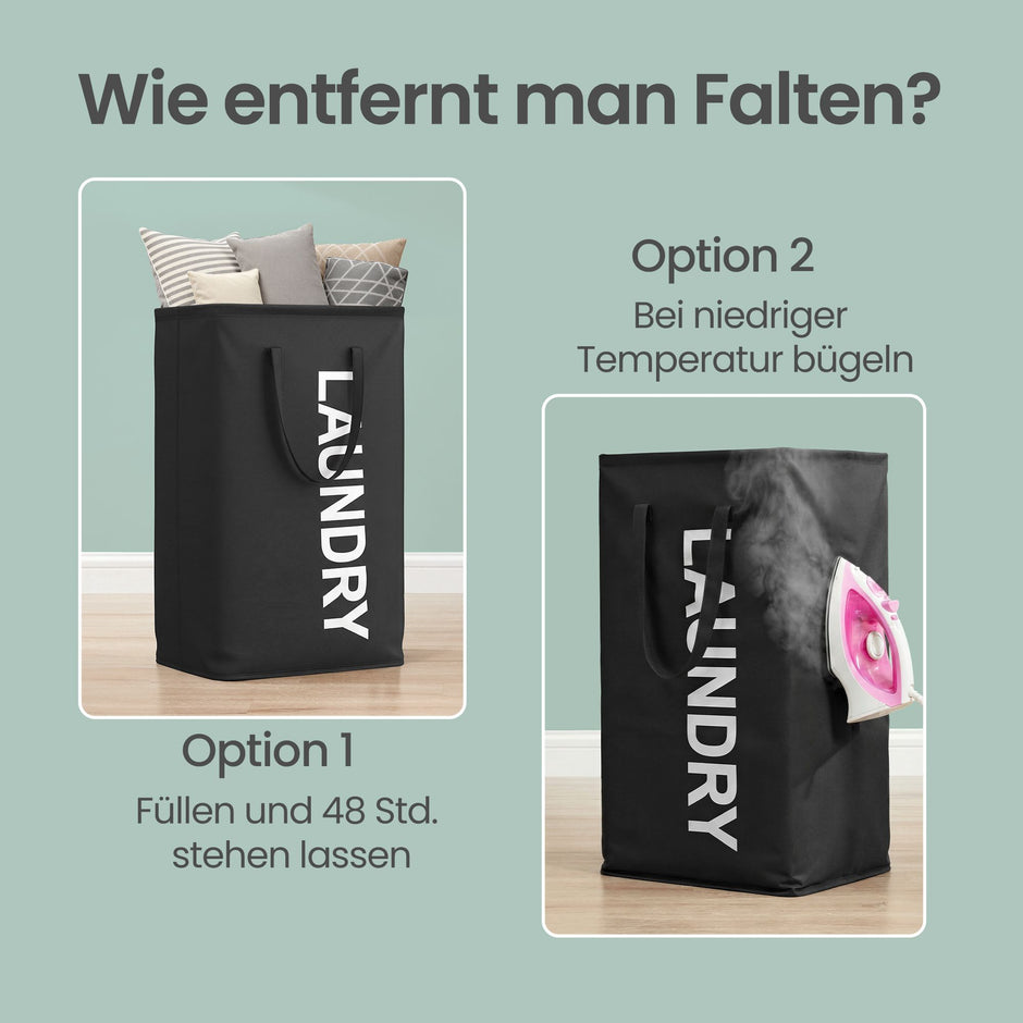 Opvouwbare Wasmand - 80 Liter - Met Handvatten - Oxford Stof - Zwart