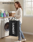 Wasmand - 40 x 30 x 68 cm - Opvouwbaar - Met handvat - Waterafstotend - Inktzwart - Maximaal 20 kg