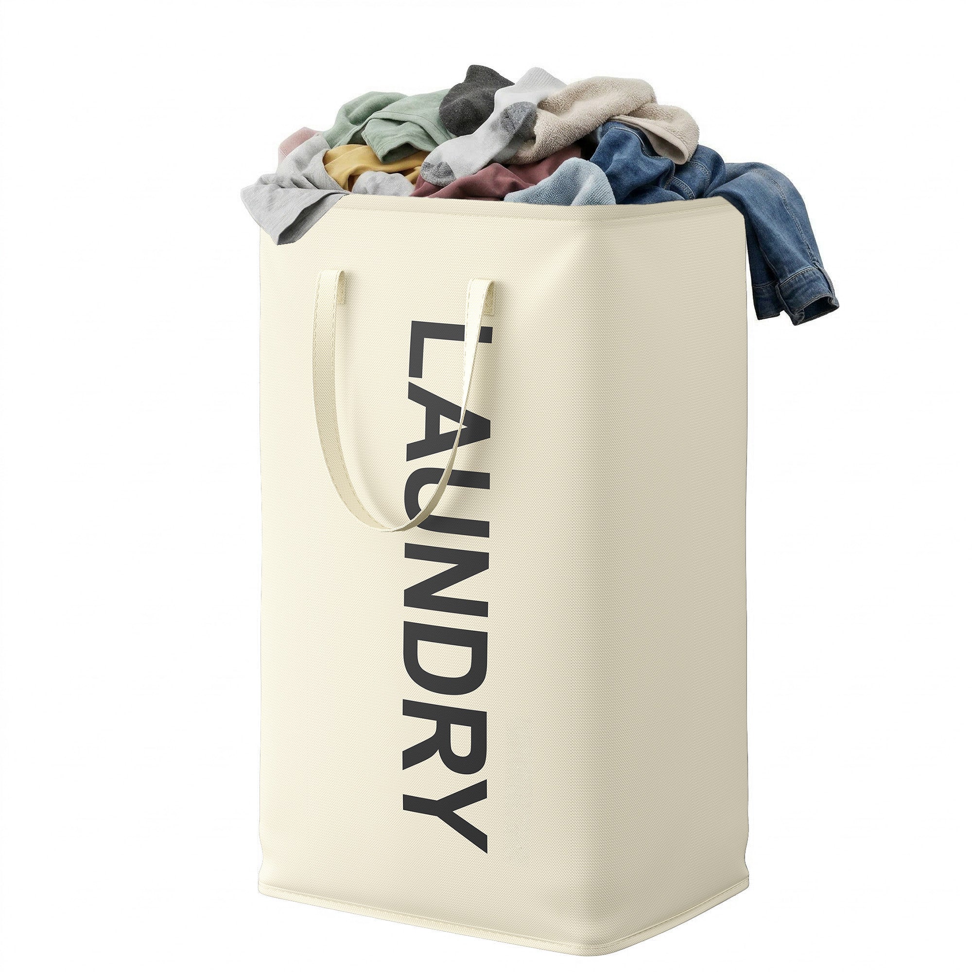 Opvouwbare Wasmand - 80 Liter - Met Handvatten - Oxford Stof - Wit